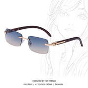2023新网红同款木纹镜腿太阳镜，时尚无框，欧美墨镜太阳眼镜glasses