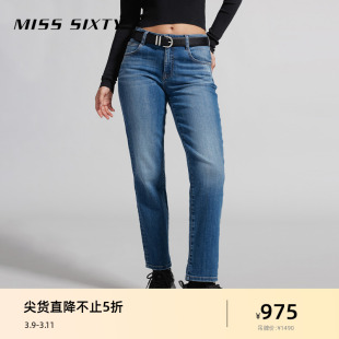 Miss Sixty2024春季牛仔裤女复古风直筒裤八分潮酷百搭显瘦