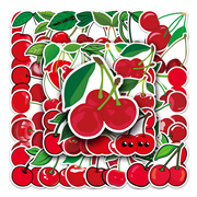 50张小樱桃水果标签贴纸卡通可爱防水装饰冰箱头盔吉他手机壳贴纸