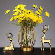 黄铜水晶鹿摆件客厅电视柜餐厅办公室美式创意家居饰品工艺品软装