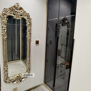欧式复古试衣镜穿衣镜全身镜雕花仿古走廊装饰镜壁挂镜理发美
