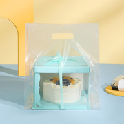 蛋糕打包袋披萨盒4寸6寸8寸10寸外卖袋塑料透明手提袋西点包装袋