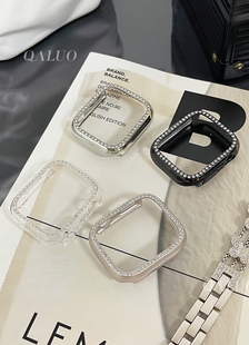 qaluo闪钻单排钻保护壳适用applewatchs8s7代iwatch6苹果手表se54321硬壳套384041mm女