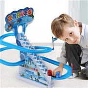 时尚儿童玩具电动小企鹅爬R楼梯音乐滑梯轨道玩具小企鹅上楼梯儿