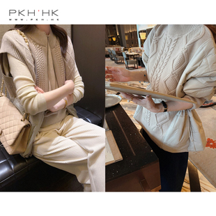 PKH.HK特上新时髦小众扭花羊毛棉服拼接可调节抽绳系列马甲外套