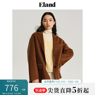 Eland衣恋毛呢外套西装美拉德极简风冬双面呢羊毛毛呢大衣