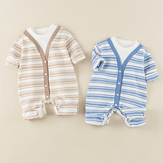 婴儿衣服秋装长袖套装1-5个月男宝宝纯棉爬服8满月连体衣春秋洋气