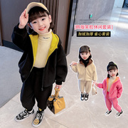 厂女童冬装卫衣套装洋气宝宝加厚两件套冬季儿童休闲时髦衣销