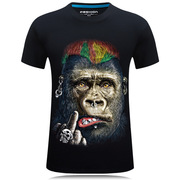 靓仔T恤衫3D短袖T恤男装立体霸气个性圆领大码带动物图案彩色猩猩