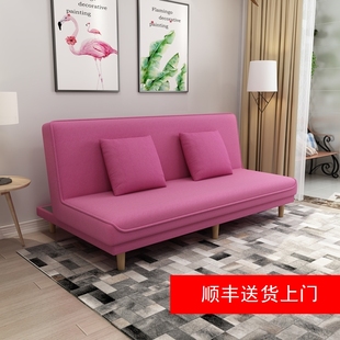 客厅公寓多功能简约租房现代沙发床，推拉双人布艺可折叠