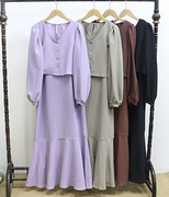 BC2-2日系春秋法式减龄气质荷叶边吊带裙+长袖短上衣2件套