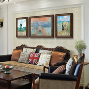 日出印象莫奈装饰画客厅挂画沙发，背景墙世界名画风景手绘油画壁画