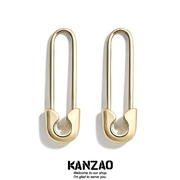 KANZAO欧美耳环个性别针金属多色耳钉女时尚潮流饰品小众设计ins