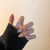 新中式高颜值指甲盖戒指手饰关节，戒指开口几何镶钻美甲套护甲戒指
