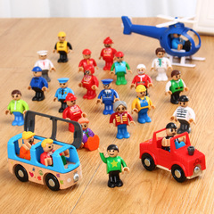 散装木制轨道配件仿真塑料小人轨道场景配件人物模型场景组合玩具