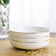 装菜盘子家用创意陶瓷，盘子金边碟子骨瓷，汤盘深盘大号好看的碟子