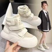 女童高帮鞋子2023秋冬儿童，运动鞋中大童短靴，大棉鞋加绒雪地靴