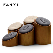 凡西fanxi实木戒指展示架橱窗，陈列展示道具，斜面超纤戒指架托3件套