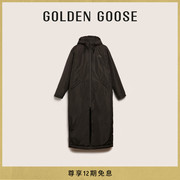 Golden Goose 男装 Star Collection黑色中长款连帽加厚大衣