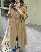 风衣女2024春季韩版双排扣垂感宽松中长款高级感休闲气质外套