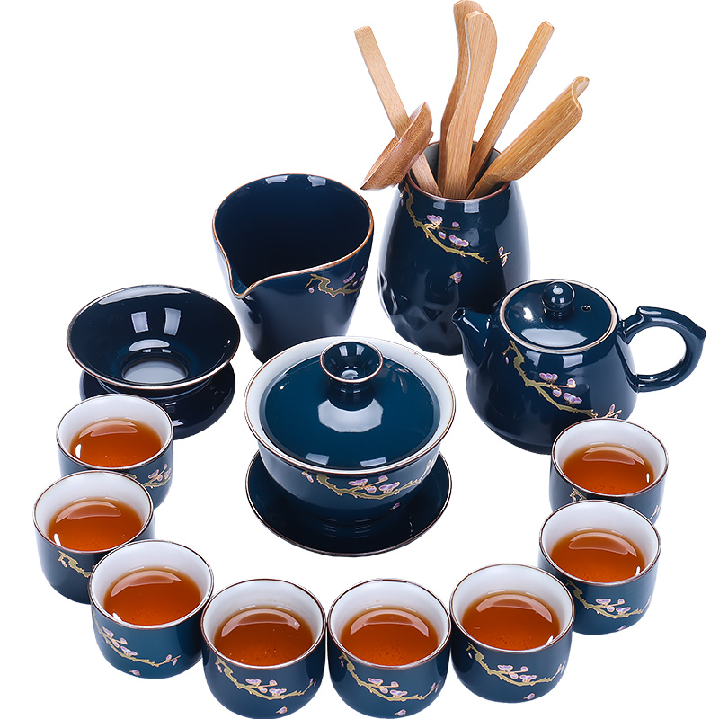 热卖茶具套装陶瓷功夫茶具泡茶器家用茶杯茶壶盖碗简约霁蓝整套礼在类目 餐饮具, 茶具, 功夫茶具中 - 来自Buy2taobao.com提供专业的淘宝代购服务