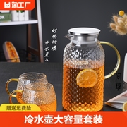 冷水壶玻璃耐高温凉水壶大容量，家用凉白开水杯套装，泡茶壶水壶防爆