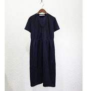 ise品牌夏季V领连衣裙巨显瘦珠地棉针织裙子K2020748