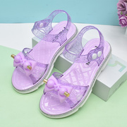 儿童塑料凉鞋夏季女童塑胶透明果冻鞋小童中大童女孩鱼嘴水晶鞋软