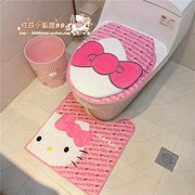 Hello Kitty爱心马桶套粉色三件套地垫马桶垫+马桶圈 坐便垫