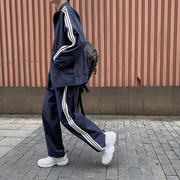 学院风校服2022春秋bf风宽松三条杠外套运动两件套装学生男女