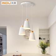 米度现代简约三头餐厅餐桌吊灯，创意走廊过道，单头吊灯北欧原木灯具