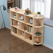 橡木书柜实木儿童书架落地松木，书橱格子柜转角，柜组合原木置物架
