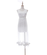 法式蕾丝网布连衣裙，女夏季断层设计感重工刺绣花镂空仙女裙子