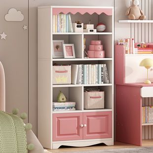 书架置物架落地家用卧室收纳架客厅靠墙，简约储物柜儿童简易书柜子