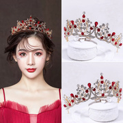 韩式新娘头饰红色发饰女十八岁巴洛克王冠生日礼物饰品中
