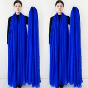 3米长版女士丝巾广场舞蹈，专用纱巾宝蓝色，围巾百变古装防晒大披肩