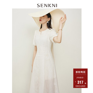 圣可尼宫廷赫本风白色连衣裙复古显瘦仙女长裙法式极繁风气质女裙