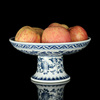 景德镇陶瓷青花高足盘贡盘中式水果盘复古一体式高脚果盘瓷器供盘