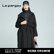 Lapargay纳帕佳女装秋冬季黑白色中长款羽绒服大衣外套