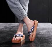 2020 夏季日式木屐 高跟木鞋 舟形实木拖鞋 女式人字拖