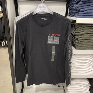 北美CK Calvin Klein男士春秋时尚纯棉打底单穿圆领长袖T恤