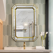 美式方形浴室镜卫浴镜轻奢壁挂，卫生间镜梳妆镜，装饰镜子玻璃壁炉镜