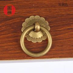 中式仿古纯铜拉环柜门圆环扣手简约铜环抽屉圆形中药柜拉手小把手