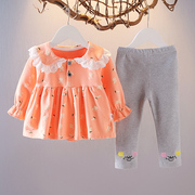 小女童秋装套装婴儿套装春秋季洋气外出服1一4岁女宝宝公主两件套