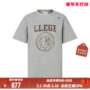 RECTO24春夏韩国设计师品牌灰色复古字母印花女士落肩短袖T恤