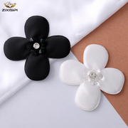 黑白色双层立体钉珠花朵DIY衣服布贴长筒袜毛衣线衫高级饰品材料