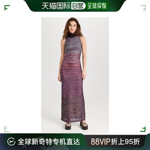 香港直邮潮奢missoni米索尼女士长款多色，酒红色连衣裙mison4