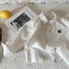 儿童白衬衫长袖男2024春季小童字母上衣洋气，宝宝简约衬衣纯棉