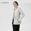 LANCY/朗姿2023冬季轻薄短款羽绒服女白鹅绒设计感拼接短外套