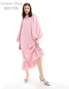 英国Ghospell气球袖泡泡纱迷笛连衣裙粉红色2024-01-27